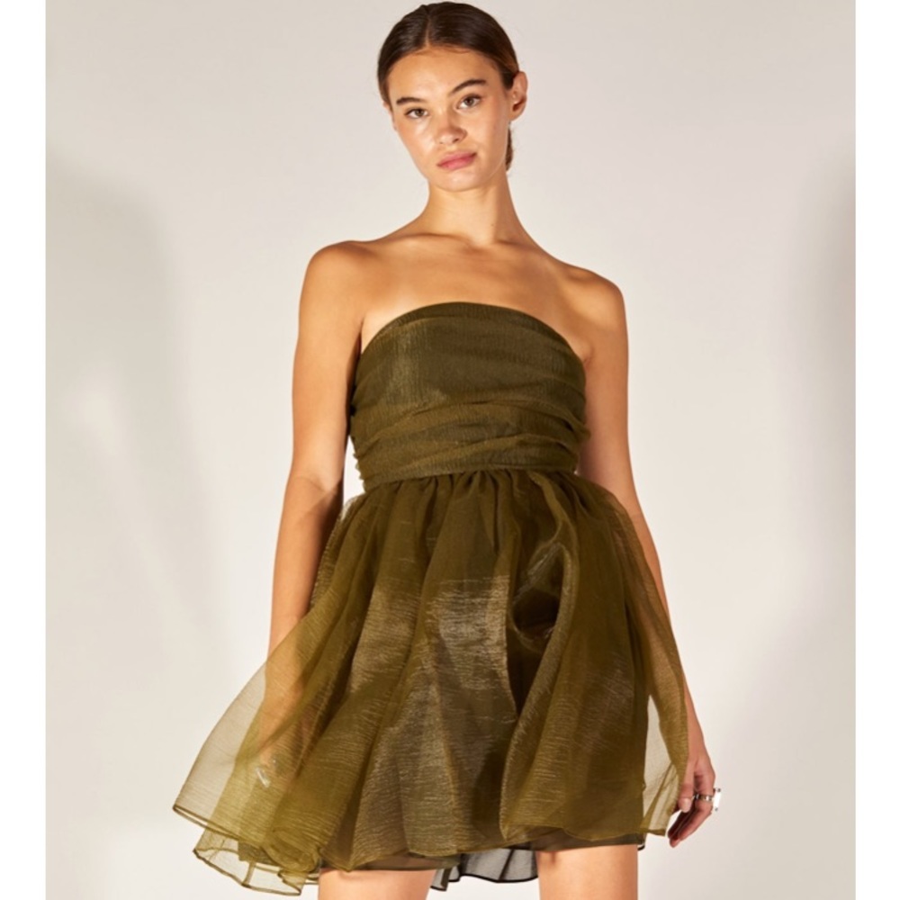 NWT Valeria Organza Dress - Olive Green